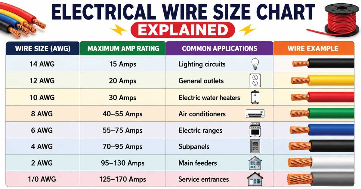 Electrical Wire Size Chart